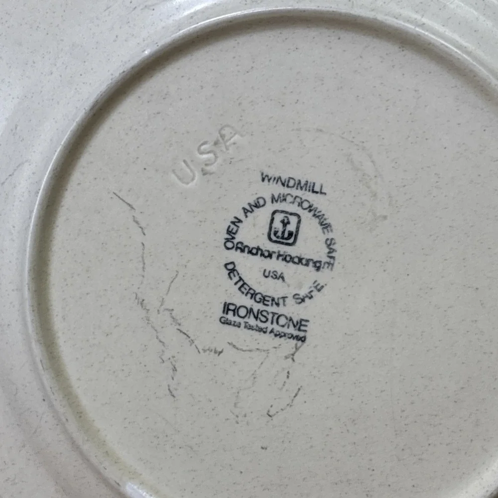 Vintage Anchor Hocking Windmill Ironstone Dinner Plates Set of 2 MCM USA